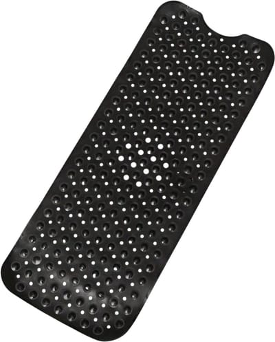 Antislip Douchemat Badmat met Afvoer en Zuignappen – Machinewasbare Badkamer Tapijt voor Douche en Bad - Zwart