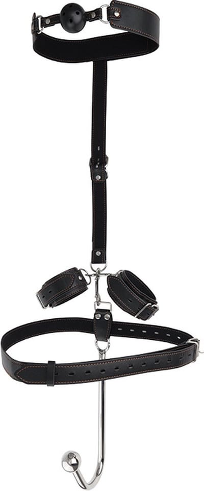 Benji - 3-delige bondage met Anale haak - Handboeien Halsband - BDSM – SM – Seksspeeltjes – bondage set – Sex toys – Anaal haak