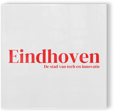 Tegeltje Eindhoven Stad van tech en innovatie - wit rood - tegeltje stad - tegeltje met tekst
