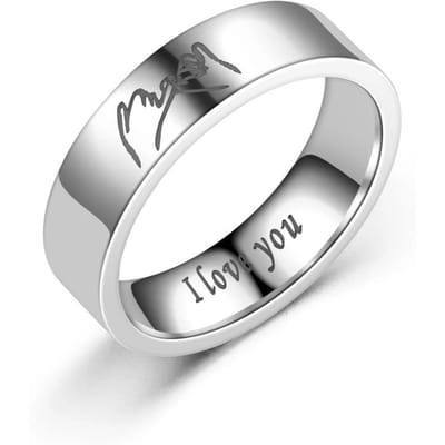 'Ik hou van jou' Hand in Patroon 6MM Breedte Koppelringen Mode voor Geliefden Roestvrij Staal Sieraden Cadeaus 12 white