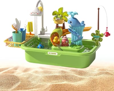 Watertafel Speelgoed - Keuken Simulatie - Buiten Spelen - Automatische Pomp - 54 x 34 x 29 cm - Groen
