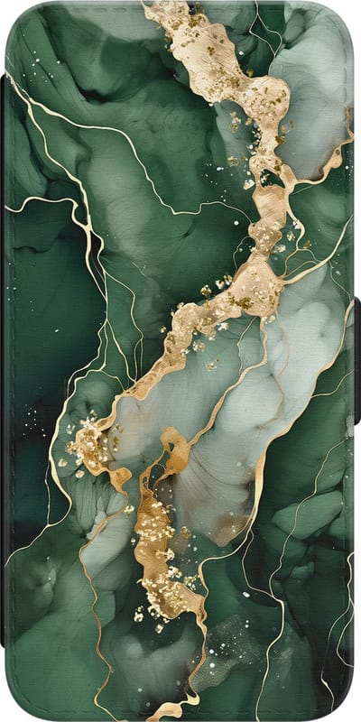 Leuke Telefoonhoesjes - Hoesje geschikt voor Samsung Galaxy S23 bookcase leer - Marmer groen goud - Marmer groen goud - Wallet Case met pasjeshouder - Marmer - Groen, Goud