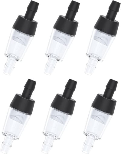 Terugslagventiel aquarium voor gangbare luchtpompen, zwarte kunststof terugslagventielen, pompbescherming voor standaard 4-6 mm luchtslang, aquariumaccessoires voor ventilatie instellen