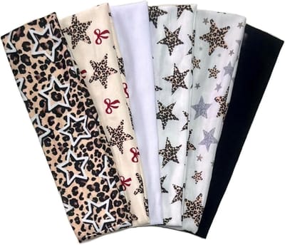 Set van 6 Dames Haarbanden in Y2K Stijl met Schattige Strik, Sterren en Luipaard Motief voor Modebewuste Vrouwen