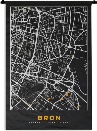 Wandkleed - Wanddoek - Plattegrond - Bron - Kaart - Frankrijk - Stadskaart - 120x180 cm - Wandtapijt