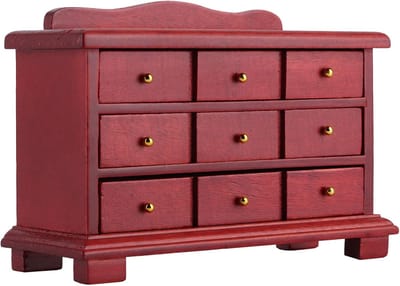 Miniatuur Kast - Poppenhuis Meubel - Decoratie Kamer - Gedetailleerd Houtwerk - 14 x 10 x 5 cm - Rood