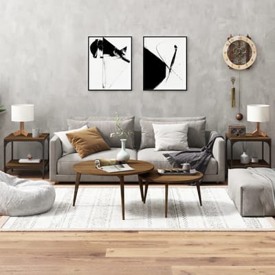 vidaXL - Bijzettafels - 2 - st - 40x40x40 - cm - bewerkt - hout - bruineiken