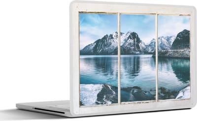 Laptop sticker - 17.3 inch - Doorkijk - Bergen - Winter - 40x30cm - Laptopstickers - Laptop skin - Cover