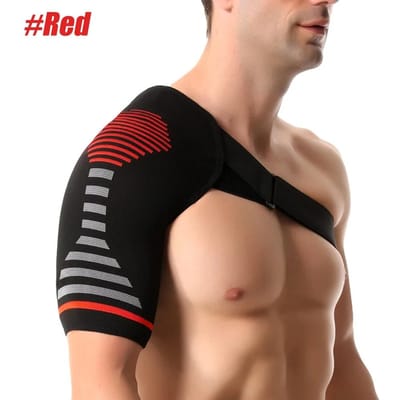 Attelle d'épaule de récupération pour hommes femmes Manchon de soutien réglable Wrap Soulagement pour les blessures à l'épaule Stabilité Ajustement S M rouge