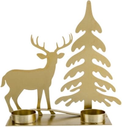 Cosy @ Home Theelichthouder Tree-deer 2tl Goud 20,5x