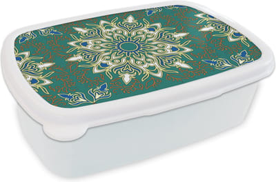 Broodtrommel Wit - Lunchbox - Brooddoos - Mandala - Patronen - Zen - 18x12x6 cm - Volwassenen