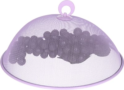Alpina Vliegenkap/voedselkap - rond - lila paars - D30 x H15 cm - buiten eten - anti insecten - metaal