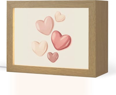 Nachtlampje 20x15 cm - Kinder lampje - Harten - Rood - Roze - Zwevend - Tafellamp kinderkamer - Slaapkamer lamp - Bedlamp kinderen - Kinderlampje stopcontact - Wandlamp babykamer - Nachtlampjes