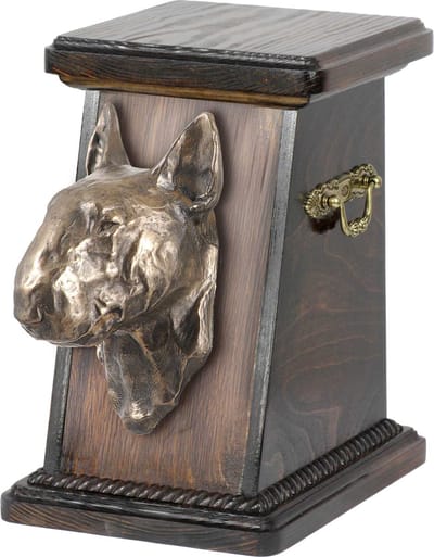 Elegante urn hond voor Bull Terrier as, met hondenbuste als herinnering