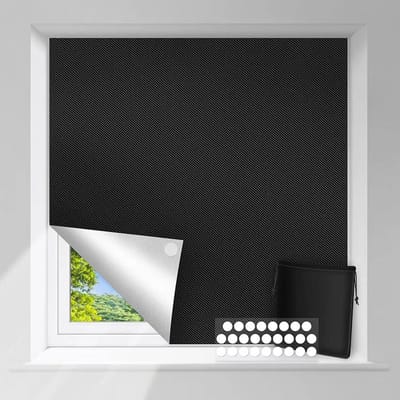Verduisteringsgordijn Zonder Boren - 150x240 cm - Draagbare Verduisteringsstof - Warmtewerend & Lichtdicht - Incl. 20 Klittenbandstrips - Op maat te knippen