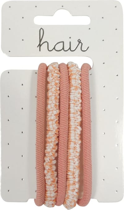 Elastiek/Scrunchie Set Ribbel en Ruit Décor - Coral - 5 stuks