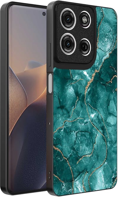 Geschikt voor Motorola Edge 60 Pro Telefoonhoesje met marmer opdruk - TPU backcover case marble design - Goud Groen - Smartphonica geschikt voor Motorola Edge 60 Pro