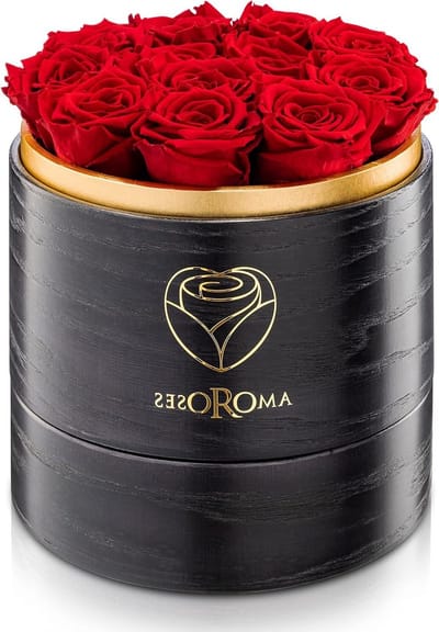 Echte Rozen - Bewaarde Bloemen - Langdurig Cadeau - Handgemaakte Houten Doos - 20 x 20 x 17 cm