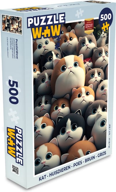 Puzzel Kat - Huisdieren - Poes - Bruin - Grijs - Kinderen - Legpuzzel - Puzzel 500 stukjes