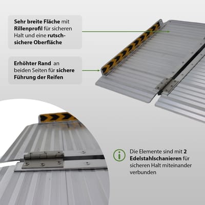 TRUTZHOLM rolstoelhelling inklapbaar 61 cm draagvermogen 272 kg aluminium grijs geribbelde oprijplaat