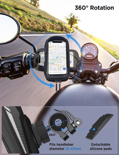 SnelShoppen - Waterdichte Fiets Telefoonhouder Fietstas met Reflectie, 360 Graden Rotatie, Geschikt voor Smartphones tot 7 Inch, Inclusief Regenhoes,