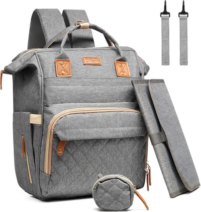 Baby luiertas rugzak - Luier tas - Baby verzorgen - Met USB-poort - 44 x 35 x 6 cm - Grijs