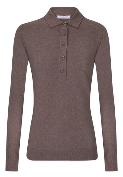 Felix Hardy Trui Met Polokraag En Knopen - Polo Shirt - 100% Katoen Dames Bruin - M