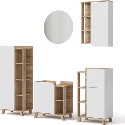 Vicco Karen Badkamermeubelset – 5 delen Sonoma/Wit