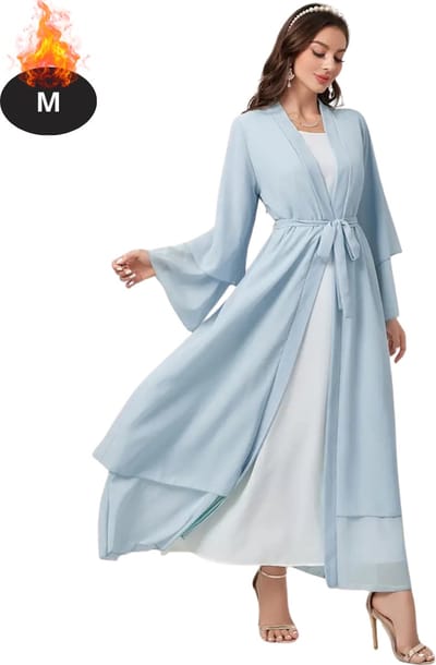 Bovista Islamitische Kleding - Djellaba Dames - Moslim Kleding - Arabisch Dames Kaftan - Alhamdulillah - Lichtblauw M