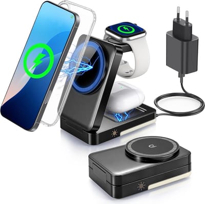 Thijox - 3-in-1 Draadloos Laadstation Inductief Oplader voor Smartphone, Smartwatch en Oordopjes - Snellader, Compact en Stijlvol, Ideaal voor Thuis o
