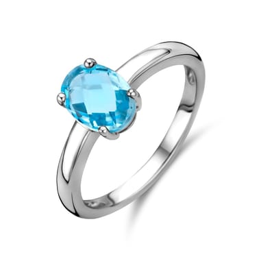 Gerhodineerd Zilver Ring Blauw Topaas 1336960