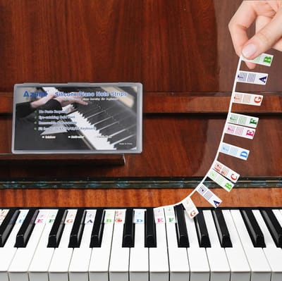 Verwijderbare Notenstickers voor Piano en Keyboard - Doorzichtig & Kleurrijk - Geschikt voor 88 t/m 37 Toetsen