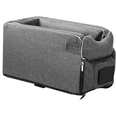 Console Centrale Nid de Voiture pour Chien Portable 4 Saisons Universel Siège Rehausseur de Voiture pour Animaux de Compagnie pour Chats Chiens Jaune gris