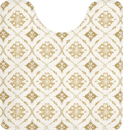 WC mat met uitsparing 55x60 cm - Antislip - Ornament - Klassiek - Goud - Toiletmat met uitsnijding - Vloermat - Douchemat - Toilet tapijt - Toiletmatten