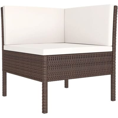 vidaXL - 6-delige - Loungeset - met - kussens - poly - rattan - bruin
