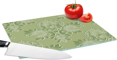 Glazen Snijplank - 28x20 - Psychedelisch - Bladeren - Groen - Vintage - Design - Snijplanken Glas