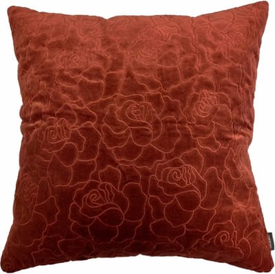 Rose Embroidery Rust Kussen | 45 X 45 | Sierkussen Voor Woonkamer Of Slaapkamer