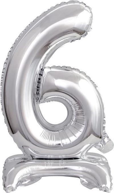 Amscan Cijferballon 6 Folie 38 Cm Zilver