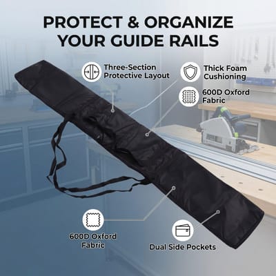 Zaagtafel Geleidingsrail Tas 600D Oxford Doek Opbergtas voor 150cm Spoor Gereedschapstas Beschermende Organizer gray