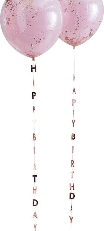 Ballon Lint - Staart - Happy Birthday Rosé Goud - 5 stuks - Ginger Ray