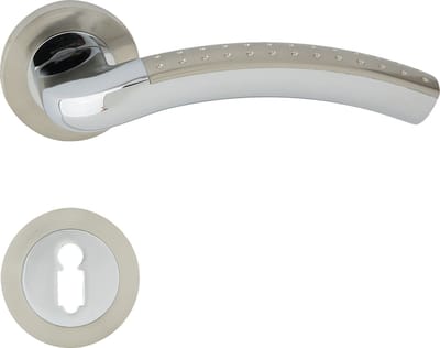 Domino® Deurkrukgarnituur SHARON-R ECO M6/M9 - Chroom/Nikkel - BB- gladde sleutel met Ronde Rozette - Deurbeslag van aluminium - Deurklink voor kamerdeur, kantoordeur, kelderdeur en binnendeur