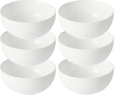 Vivalto Kommetjes/serveer schaaltjes/soepkommen - 6x - Opal - keramiek - D13 x H6 cm - ivoor wit - Stapelbaar