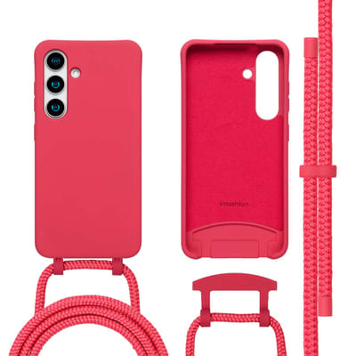 imoshion Hoesje - Geschikt voor Samsung Galaxy S24 / S25 - Color Backcover met afneembaar koord Magnetische Ring - Red Raspberry