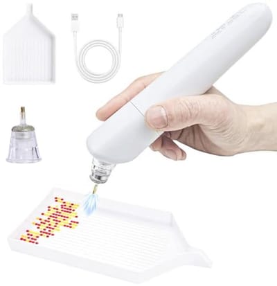 TABKSOLA Draadloze elektrische diamond painting-pen, vacuüm diamantschilderstift voor volwassenen, met opbergtablet, stil, duurzaam en stabiel