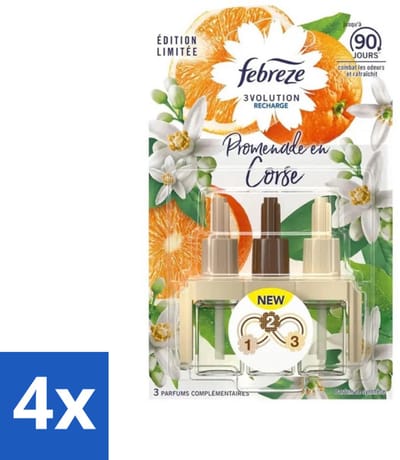Ambi Pur 3volution - Luchtverfrisser - Walk in Corsica - Navulling - 20 ml - Voordeelverpakking - 4 stuks