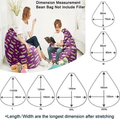 Zitzakhoes XL (100x120cm) Zonder Vulling - Dubbelzijdig Wasbaar - Comfortabele Luie Bank Fauteuil voor Volwassenen en Kinderen