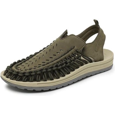 Nieuwe Heren Sandalen Comfort Instap Outdoor Casual Schoenen Handgeweven Hoge Kwaliteit Loafers Ademend Antislip Strand Sandalen Mocassin 39 groen