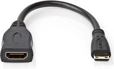 Nedis High Speed ​​HDMI-Kabel met Ethernet - HDMI Mini-Connector - HDMI Output - 4K@30Hz - 10.2 Gbps - 0.20 m - Rond - PVC - Zwart - Doos