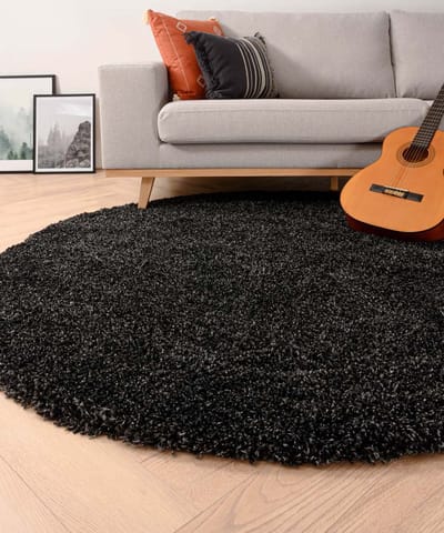 Rond hoogpolig vloerkleed - Shaggy Grand antraciet 240
