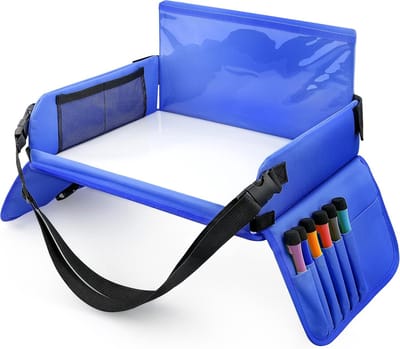 Snack & Speel Reislade met Uitwisbare Tekentafel en 6 Kleurpotloden - Perfect voor Kinderen in Auto, Vliegtuig, en Trein